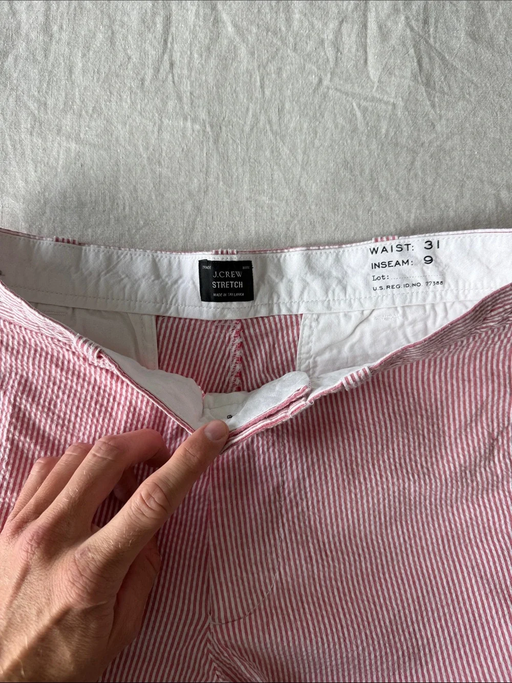 J. Crew Pink Striped Seersucker Flat Front Shorts